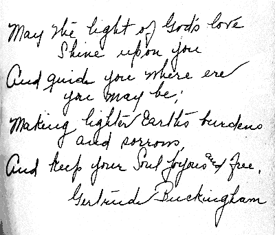 Gertrude Tooley Buckingham inscription and signature